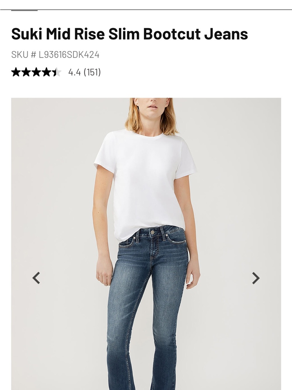 Silver Jeans Womens Suki Mid RiseSlim Bootcut Jeans, size W31/L31